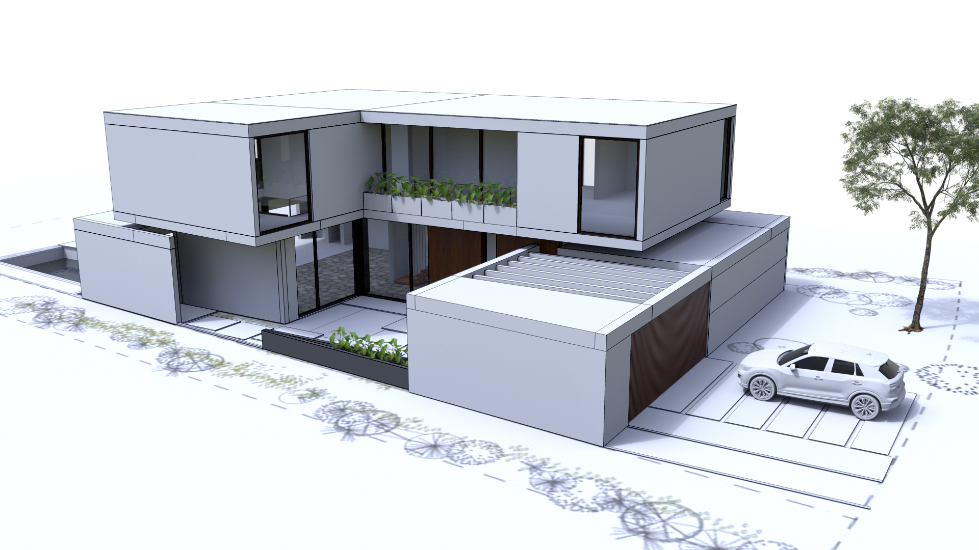 3D-Architekturvisualisierung Grundriss Rendering