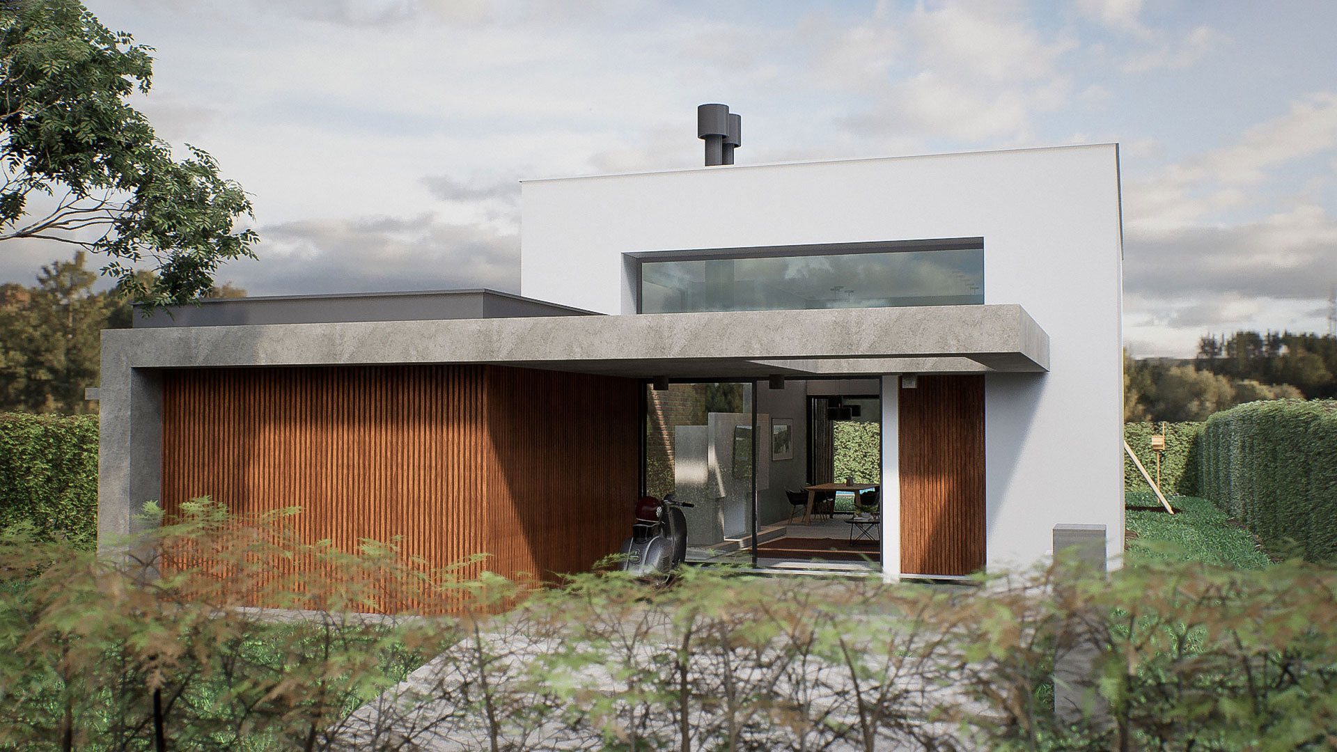 3D-Architekturvisualisierung Poolhouse Exterior Rendering 06